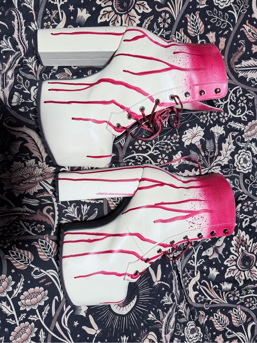 Trickz N’ Treatz Blood Bath Platform Lace Up Boots